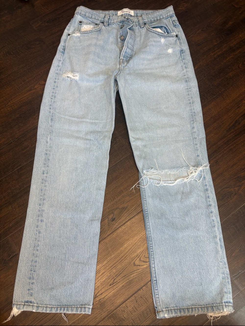 REFORMATION “Cynthia” Women 28 Crop High Relaxed Tahoe Destroyed Distressed Jean